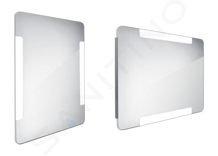 Nimco Miroirs - Miroir de salle de bains éclairé par LED 600 x 800 mm, arrondi, aluminium ZP 18002