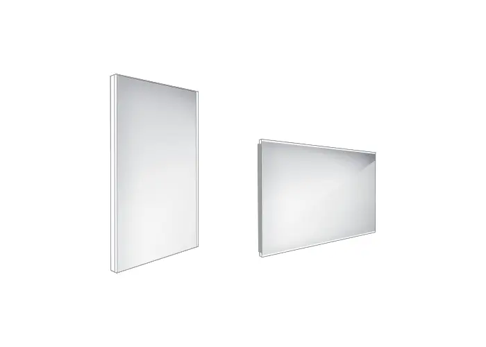 Levně Nimco Zrcadla - Koupelnové podsvícené LED zrcadlo 40x60 cm, hranaté, aluminium ZP 9000