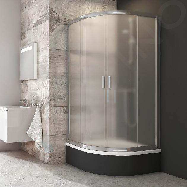 Ravak Blix - Cabine de douche quart de rond en quatre parties BLCP4-90 Sabina, 880-900 mm, aluminium brillant/verre Grape 3B270C40ZG