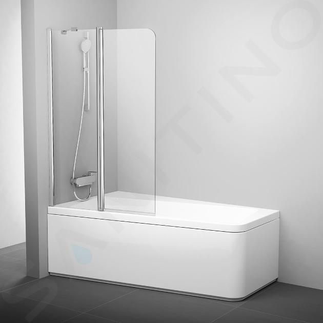 Ravak 10° - Mampara de baño de dos piezas 10CVS2, izquierda, 99x150 cm, aluminio brillante/vidrio transparente 7QLA0C03Z1