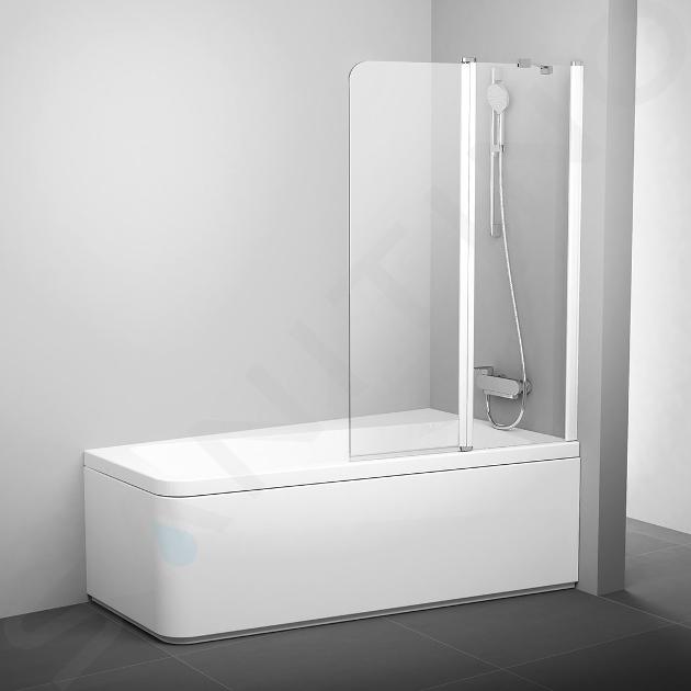 Ravak 10° - Mampara de baño de dos piezas 10CVS2, derecha, 99x150 cm, blanco/vidrio transparente 7QRA0103Z1