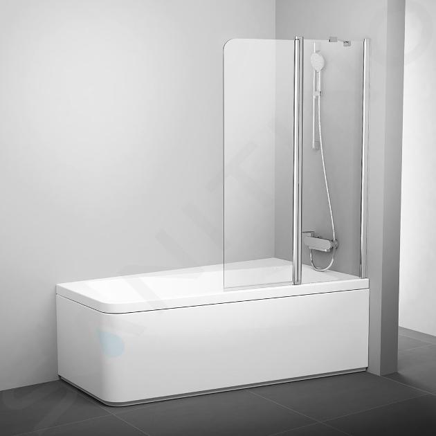 Ravak 10° - Mampara de baño de dos piezas 10CVS2, derecha, 99x150 cm, aluminio brillante/vidrio transparente 7QRA0C03Z1