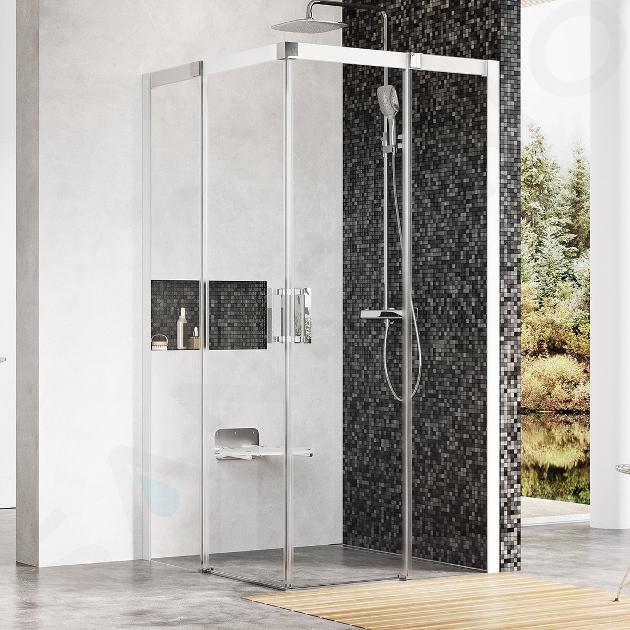 Ravak Matrix - Cabine de douche 4 éléments MSRV4-90/90, 89-91 cm, blanc/verre clair 1WV77100Z1