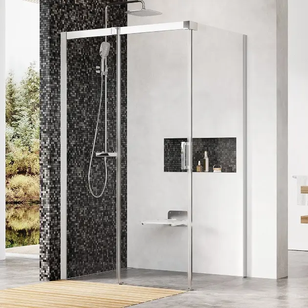 Ravak Matrix - Cabine de douche en trois parties MSDPS-100/80 L, 99-101x79-81 cm, aluminium brillant/verre clair 0WLA4C00Z1