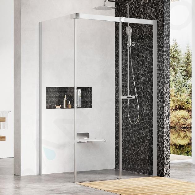 Ravak Matrix - Cabine de douche en trois parties MSDPS-100/80 R, 985-1005x785-805 mm, satin/verre clair 0WPA4U00Z1