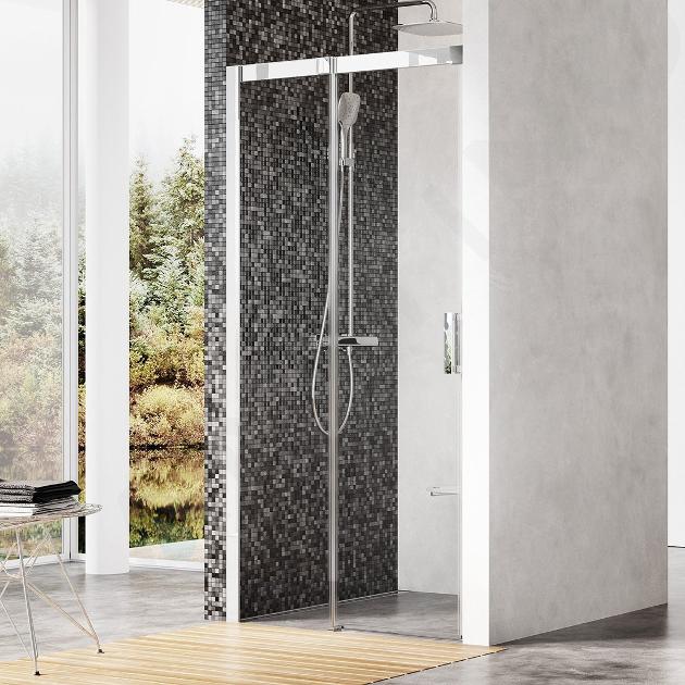 Ravak Matrix - Porte de douche en deux parties MSD2-100 L, 975-1015 mm, aluminium brillant/verre clair 0WLA0C00Z1