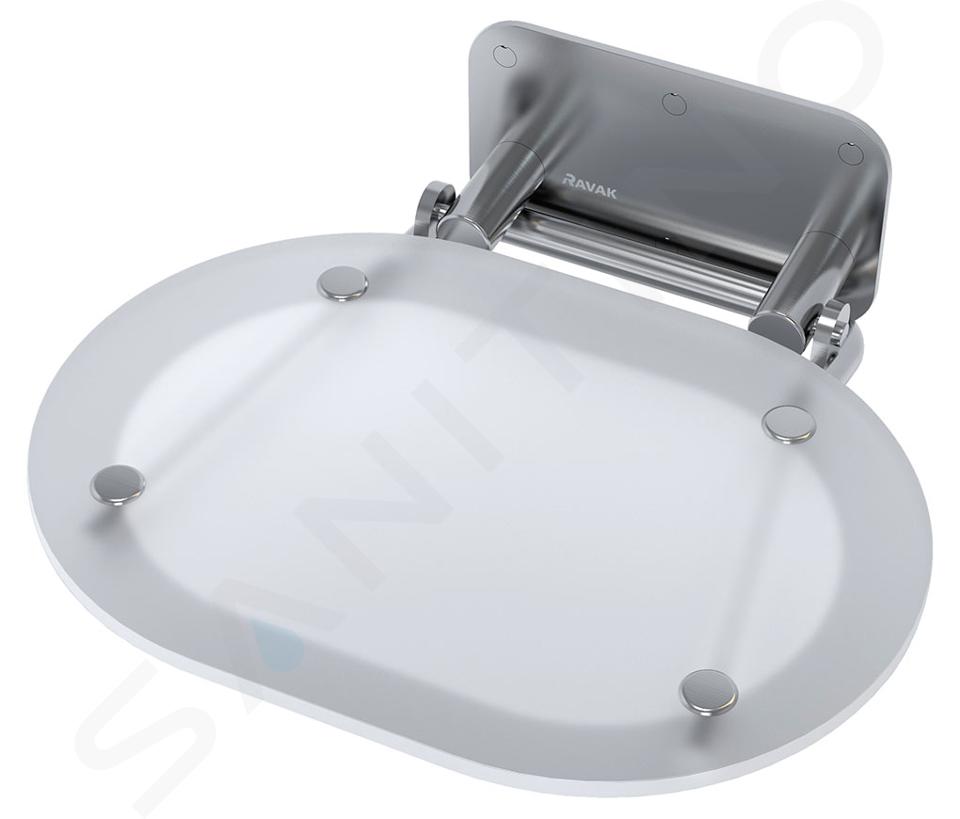 Ravak Ovo Chrome - Asiento de ducha 410x375 mm, acero inoxidable/blanco B8F0000029