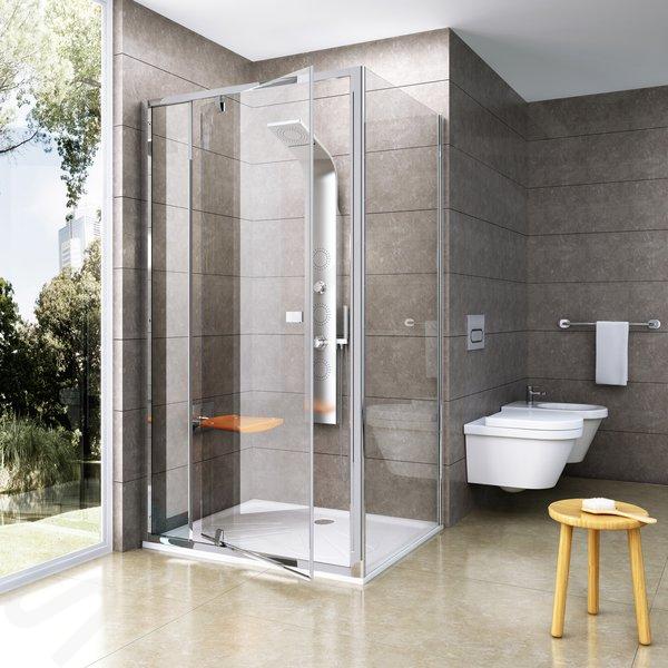 Ravak Pivot - Parawan prysznicowy PPS-90, 87-90 cm, aluminium połysk/szkło przezroczyste 90G70C00Z1