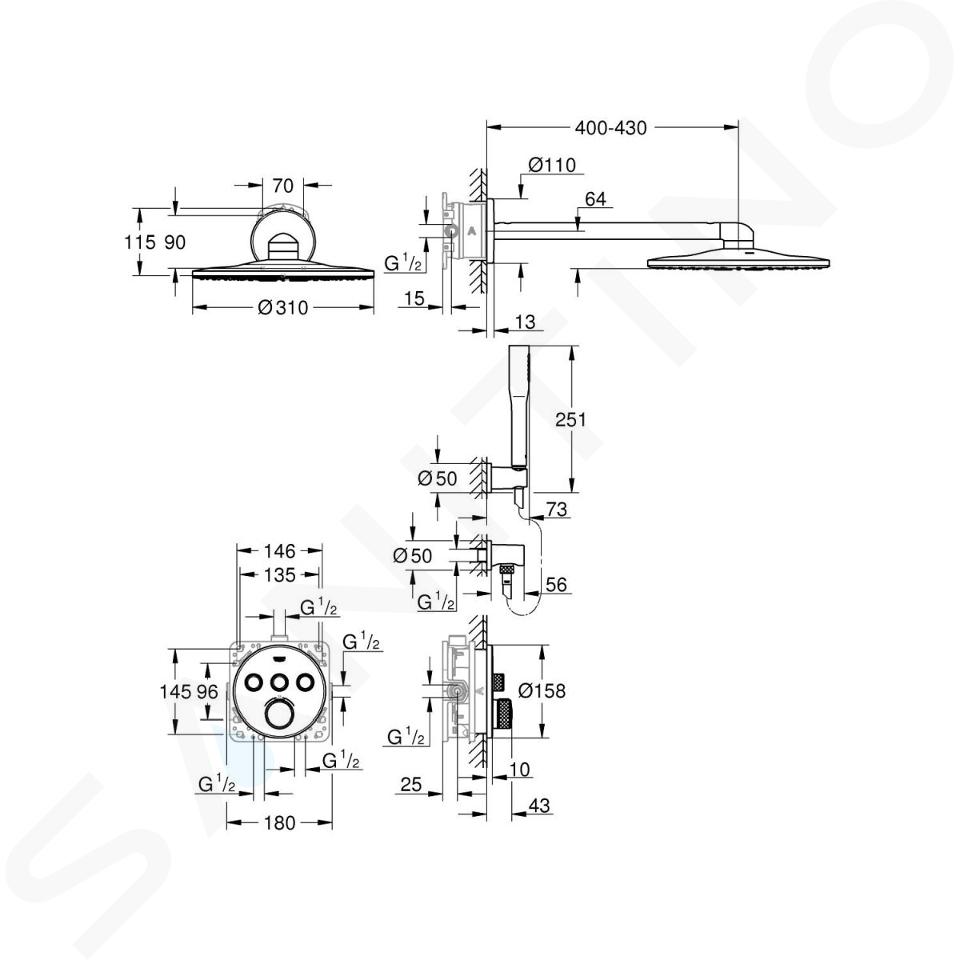 Conjunto termostático SMARTCONTROL empotrado GROHE · Pereda