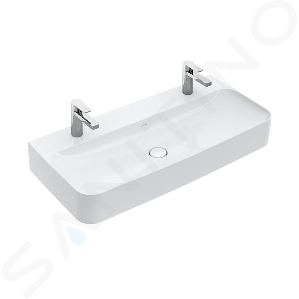 Villeroy & Boch Finion - Lavabo doppio senza troppopieno, 1000x470 mm, con CeramicPlus, bianco alpino 4168A1R1