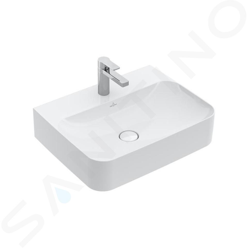 Villeroy & Boch Finion - Lavabo sin rebosadero, 600x470 mm, con CeramicPlus, blanco alpino 41686LR1