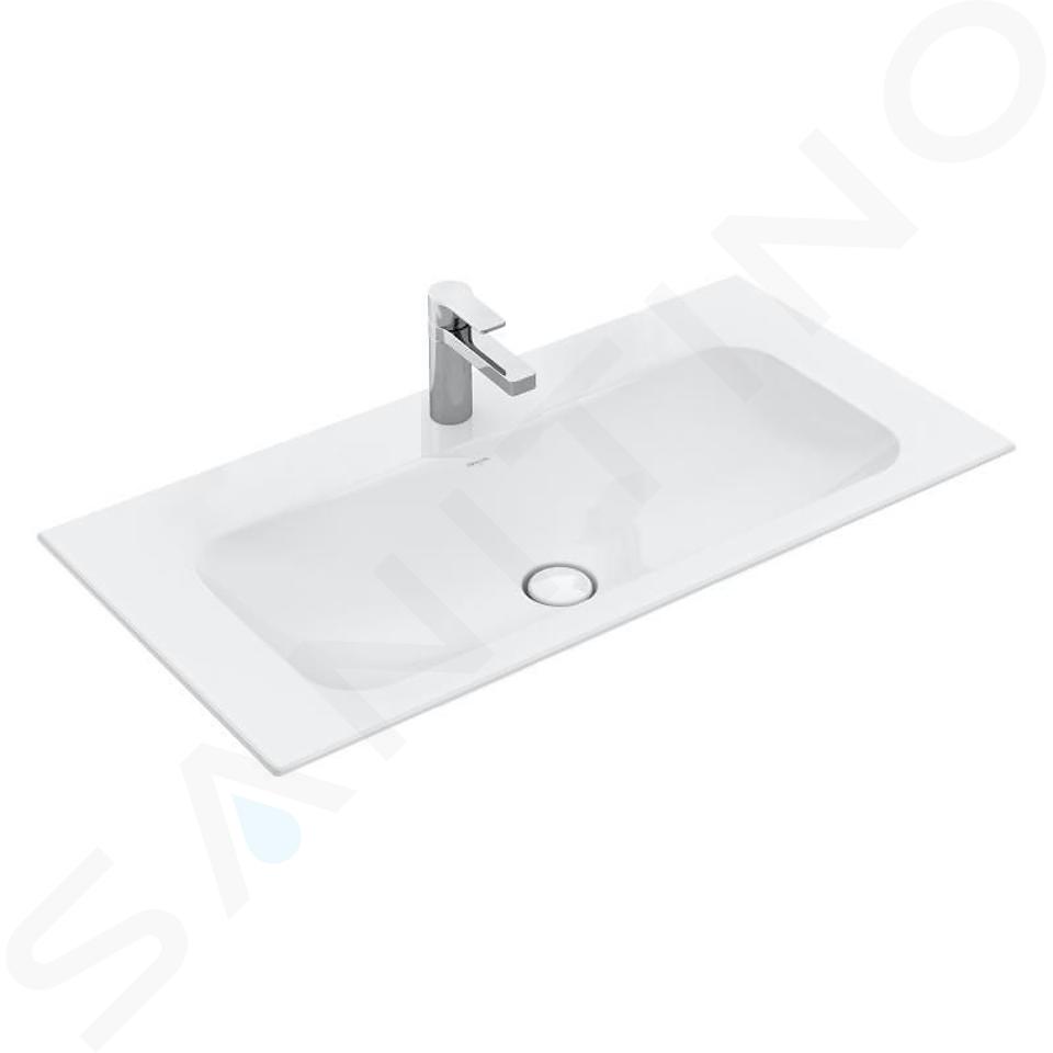 Villeroy & Boch Finion - Lavabo sin rebosadero, 120x50 cm, con CeramicPlus, blanco alpino 4164C2R1