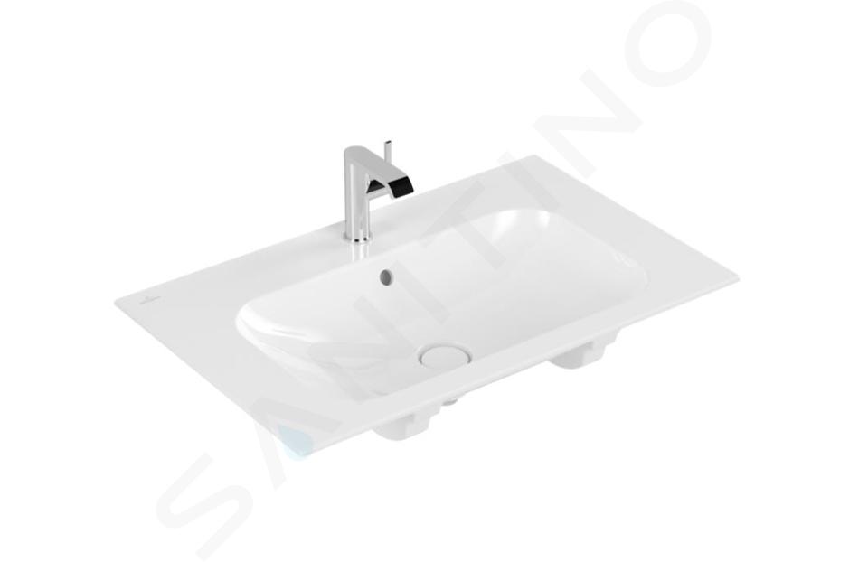 Villeroy & Boch Finion - Wastafel met verborgen overloop, 800x500 mm, met Ceramicplus, alpine wit 416484R1