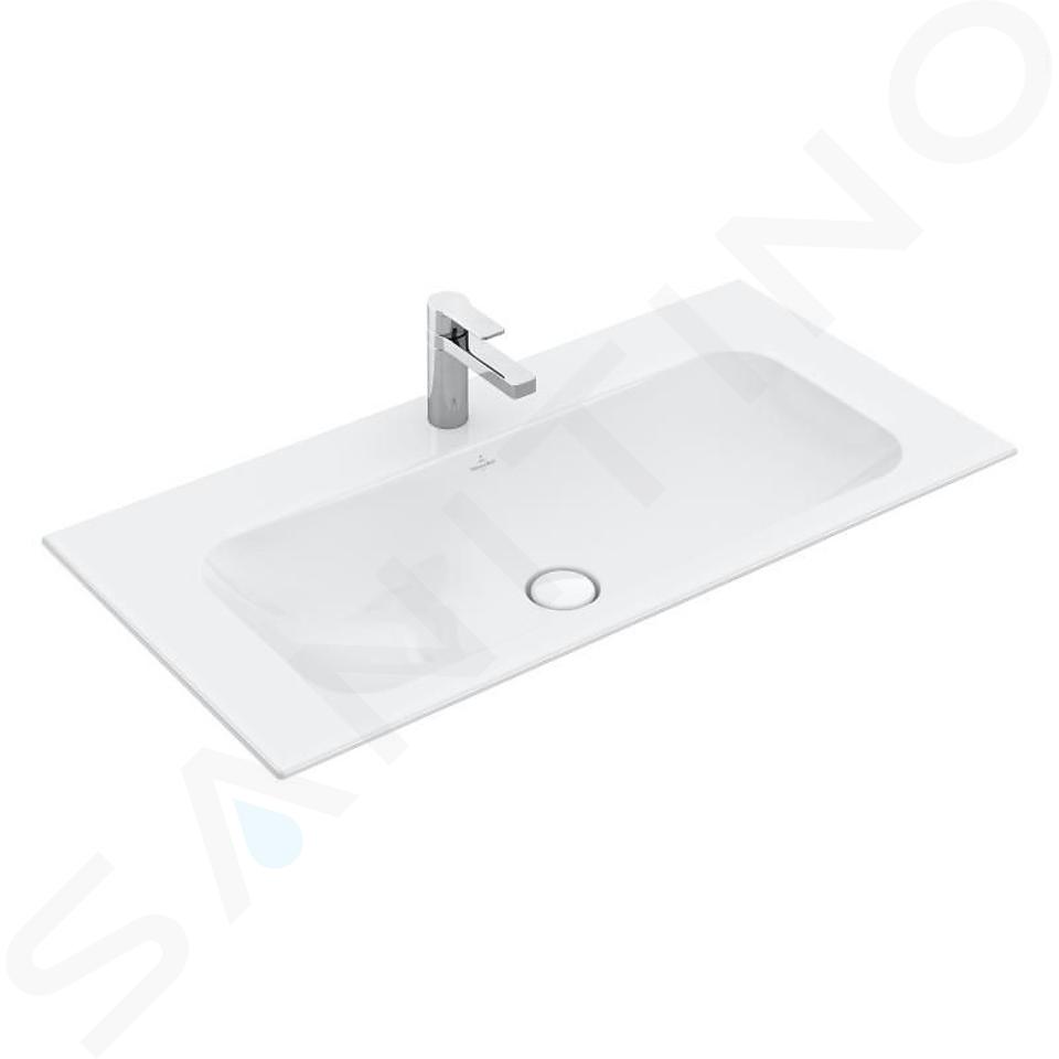 Villeroy & Boch Finion - Lavabo sin rebosadero, 80x50 cm, con CeramicPlus, blanco alpino 416481R1