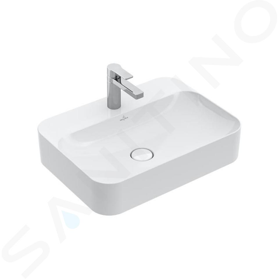 Villeroy & Boch Finion - Umývadlo na dosku bez prepadu, 600x445 mm, s CeramicPlus, alpská biela 414261R1