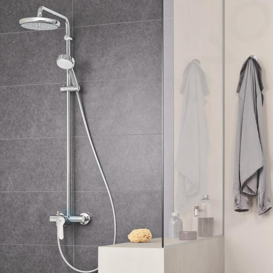 GROHE 26043001 Tempesta Cosmopolitan - Cabezal de ducha fijo de 4 ajustes,  ajustes de chorro de masaje de lluvia O2, cromo estrellado