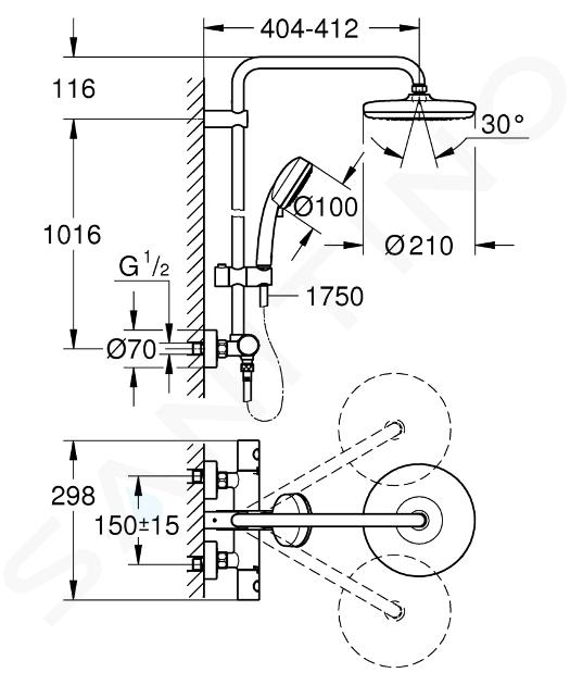 Grohe Colonne de douche thermostatique Tempesta Cosmopolitan System 210  27922001 - Caesaroo