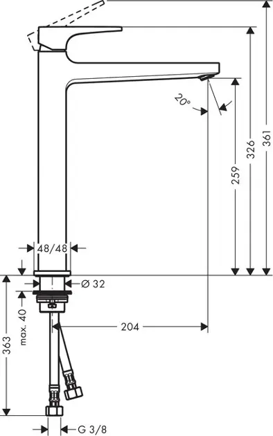 hansgrohe Metropol Select Mitigeur lavabo 260 Avec bonde clic-clac