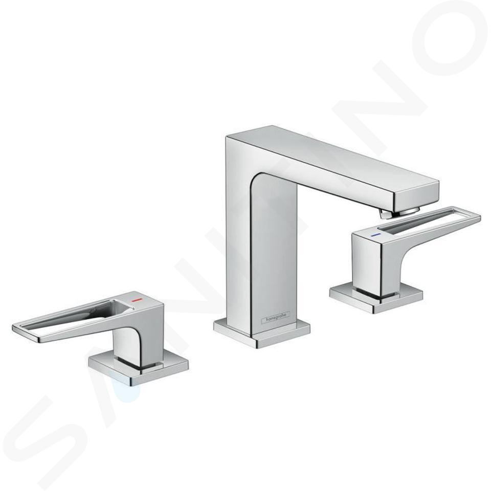 Hansgrohe Metropol - Miscelatore a 3 fori per lavabo, con sistema di scarico Push-Open, cromo 74514000