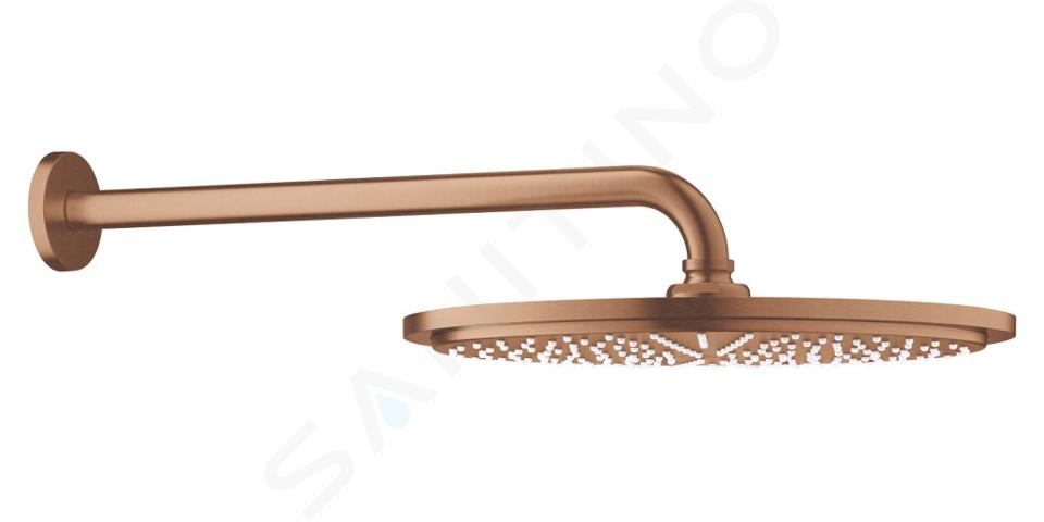 Grohe Rainshower Cosmopolitan - Soffione doccia a pioggia 310 con braccio di erogazione 380 mm, getto singolo, Warm Sunset spazzolato 26066DL0