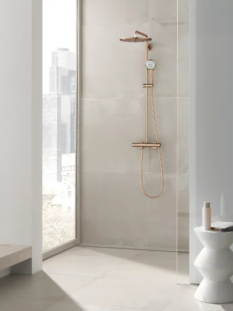 Grohe Euphoria XXL System 310 Colonne de douche avec mitigeur thermostatique,  montage mural cool sunrise brossé - 26075GN0