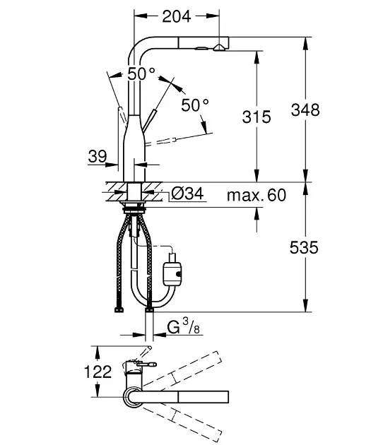 Grohe Essence - Grifo monomando de fregadero, Cool Sunrise cepillado  30270GN0