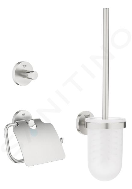 Grohe Essentials - Ensemble d'accessoires pour toilette, 3 en 1, supersteel 40407DC1