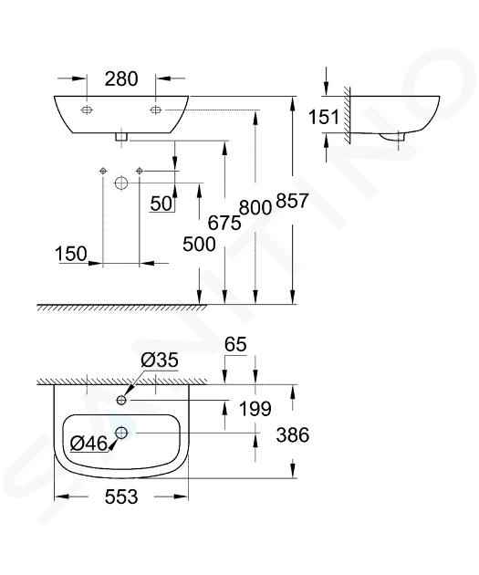 Grohe BAU lavabo suspendido 55 Grohe (39440000). Comprar online