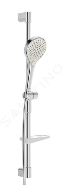 Hansa Viva - Conjunto de cabezal de ducha, barra y manguera, 3 chorros, acero cepillado 4416021080