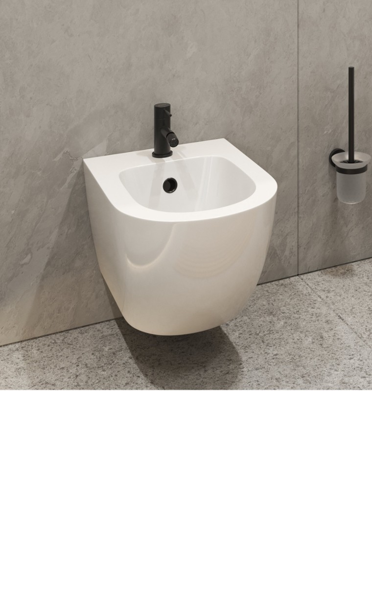 kielle Oudee - Bidet wiszący, z przelewem, z otworem na baterię, biały 30302000