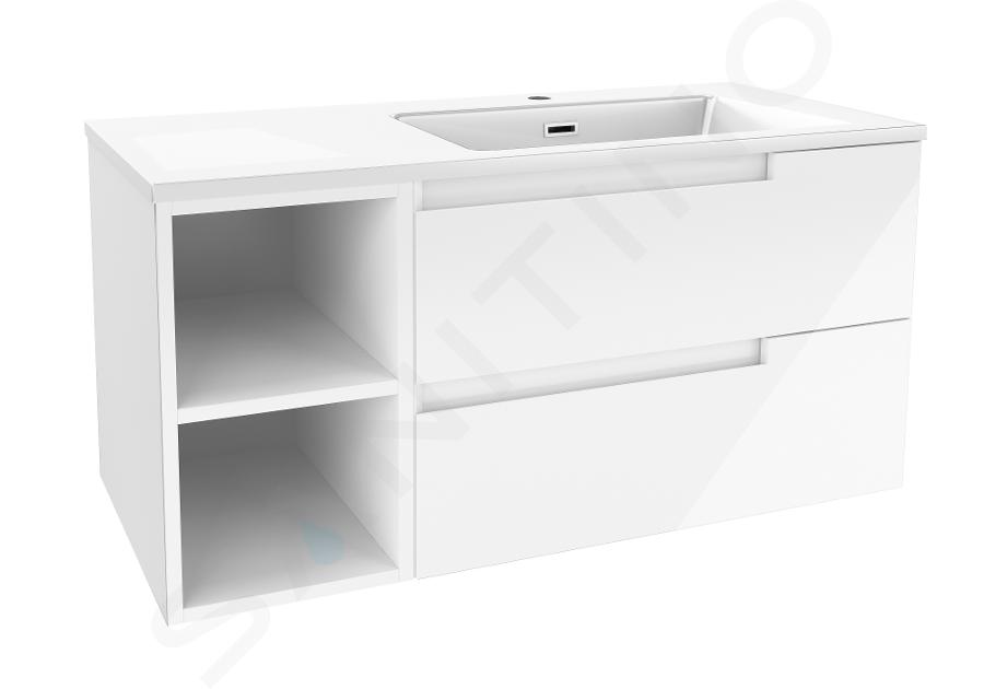 kielle Oudee - Mobiletto con lavabo 100 cm, dx, bianco lucido 50002S10R0