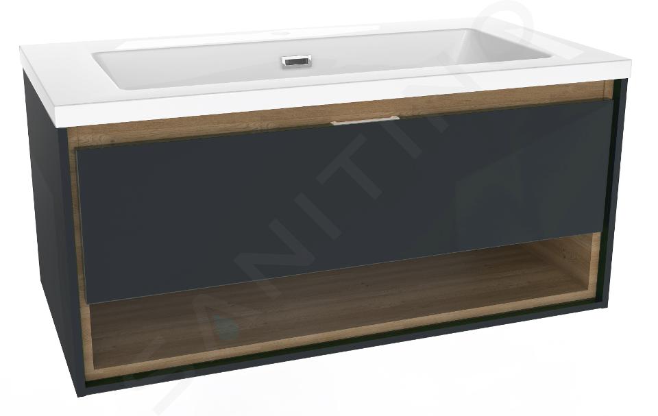 kielle Meara - Vanity unit 90 cm, dark gray gloss/dark oak 50026S906