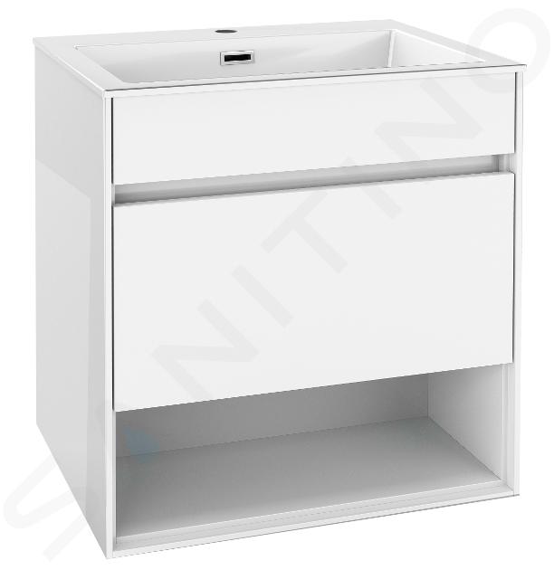 kielle Nefia - Armario con lavabo 60 cm, blanco brillante 50027S610