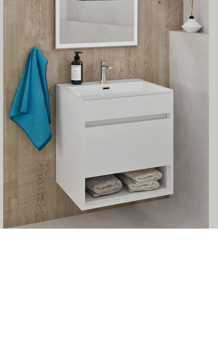 kielle Nefia - Skříňka s umyvadlem 60 cm, lesklá bílá 50027S610