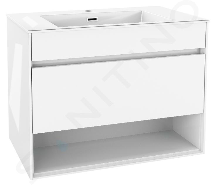 kielle Nefia - Meuble avec lavabo 80 cm, blanc brillant 50027S810