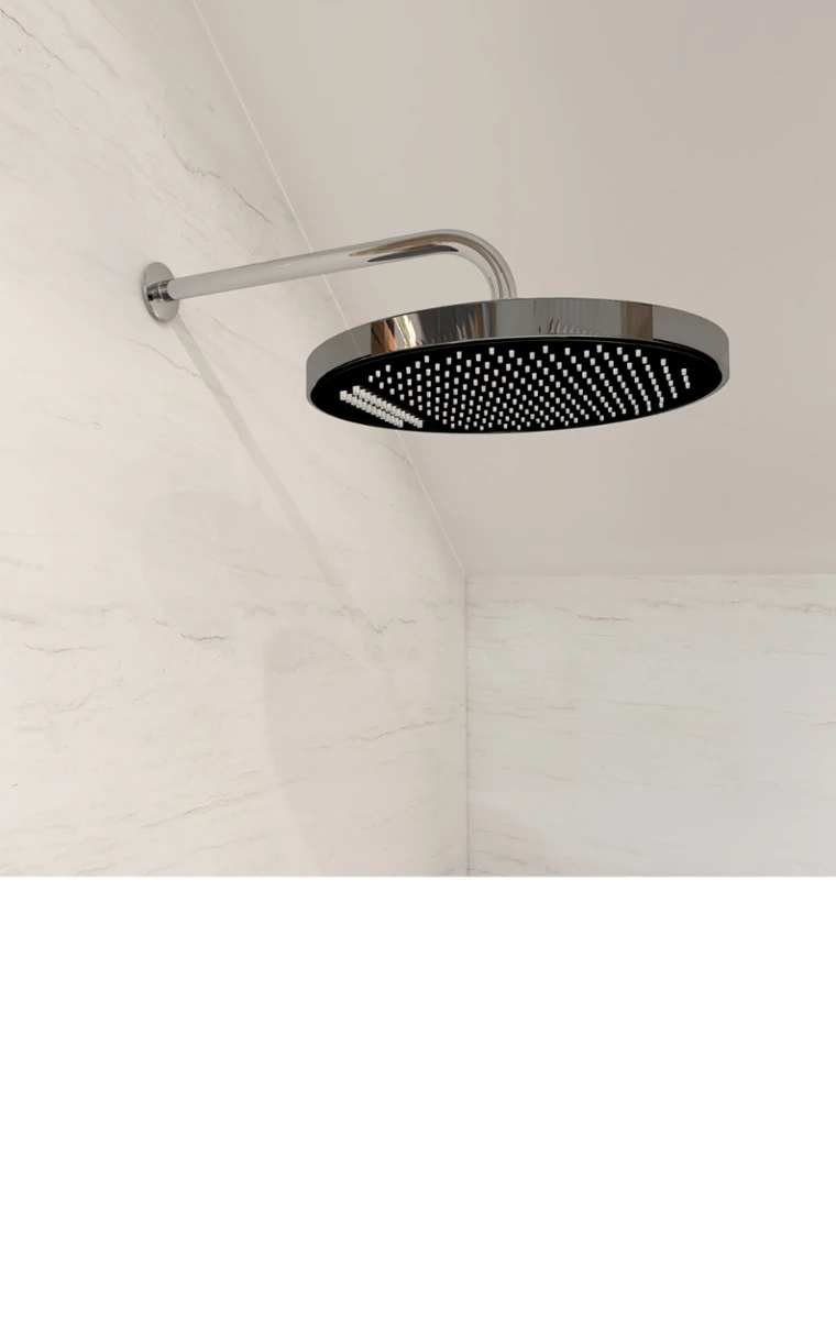 kielle Oudee - Hlavová sprcha 320, sprchové rameno 350 mm, chrom/černá 20102SE101