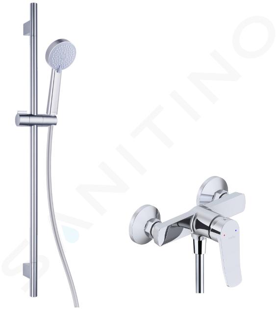 kielle Nefia - Set de douche avec mitigeur, barre, flexible et pommeau de douche, chrome 20627SN120