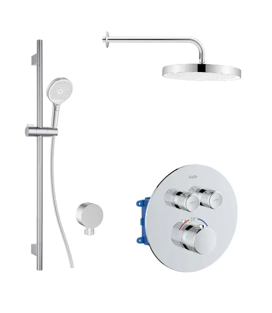 kielle Oudee - Bateria termostatyczna podtynkowa, na 2 urządzenia, z akcesoriami i korpusem, chrom 20627SPT10