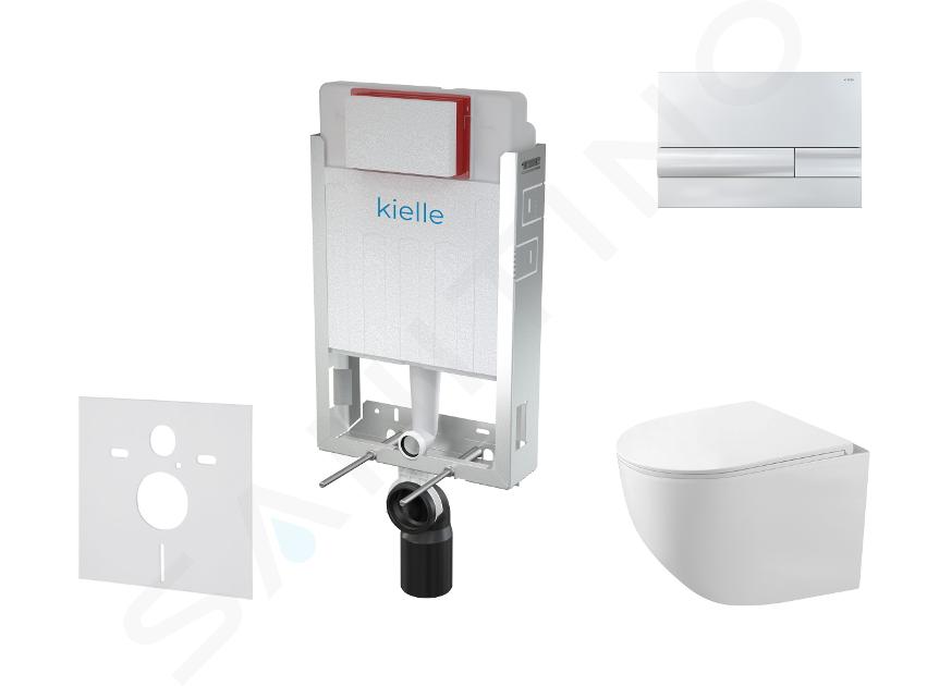 kielle Genesis - Set voor voorwandinstallatie, compact toilet Gaia, toiletzitting softclose en bedieningspaneel Gemini I, chroom 30505SZ28