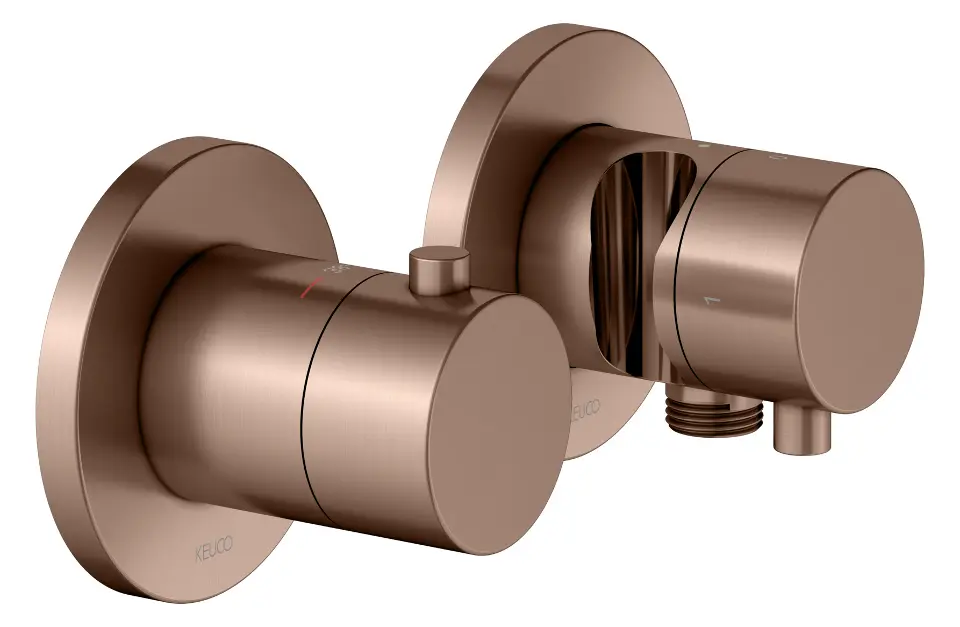Keuco Edition 400 - Grifo termostático empotrado, para 2 dispositivos, oro rosa cepillado 51553291221
