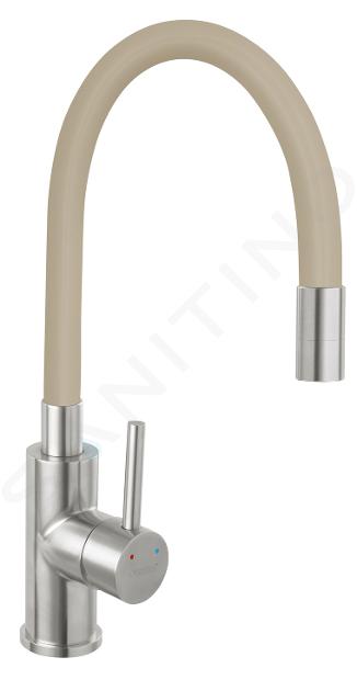 Novaservis Ferro - Spültischarmatur mit flexiblem Arm, beige/Edelstahl 70710,4BE