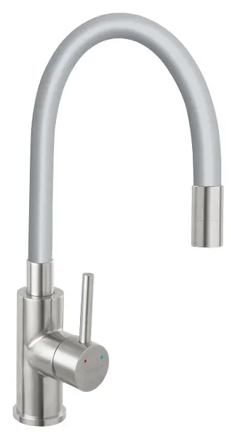 Novaservis Ferro - Miscelatore per lavello, con braccio di erogazione flessibile, grigio/acciaio inox 70710,4S