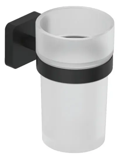 Kludi Vela S - Soporte para cepillo y pasta de dientes, vidrio /negro mate 2597539