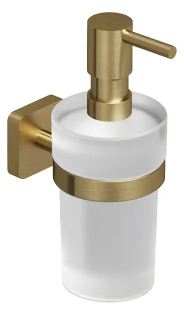 Kludi Vela S - Dispensador de jabón con soporte, vidrio/oro cepillado 25976N0