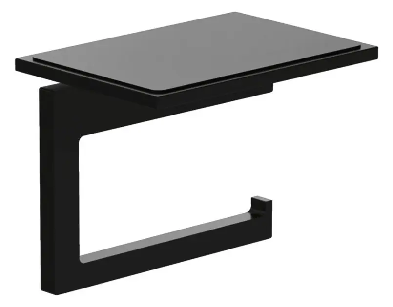 Kludi Vela C - Suport pentru hârtie igienică cu poliță, negru mat 3197139