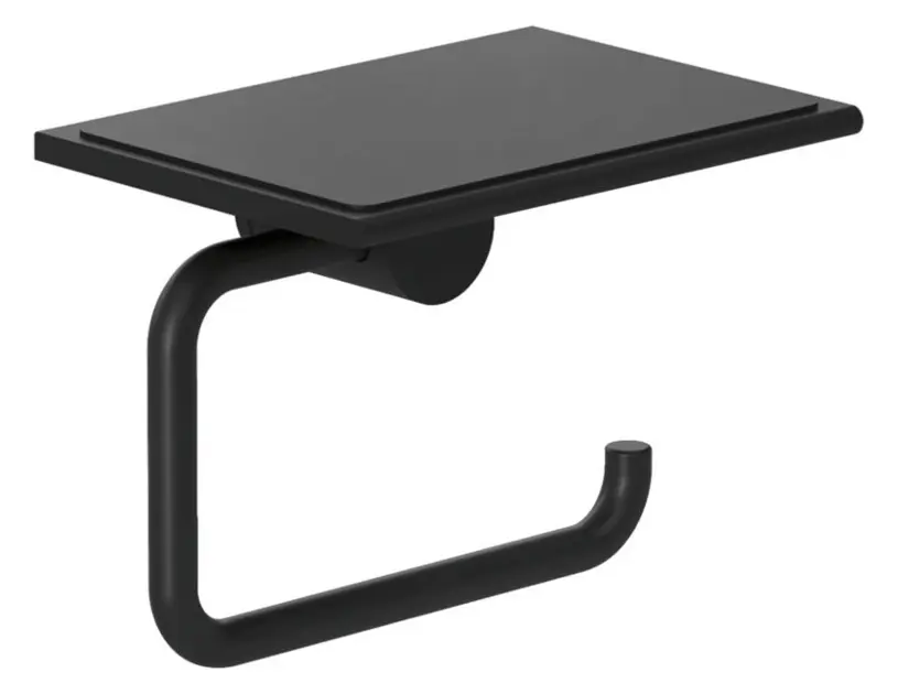 Kludi Vela R - Suport pentru hârtie igienică cu poliță, negru mat 5897139