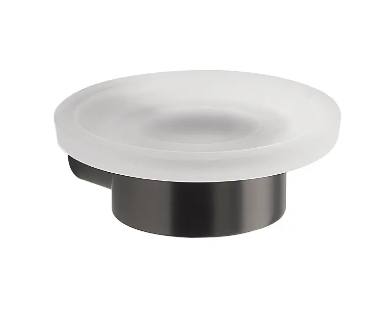 Sapho Gedy Pirenei - Jabonera con soporte, cristal esmerilado, gun metal PI1181
