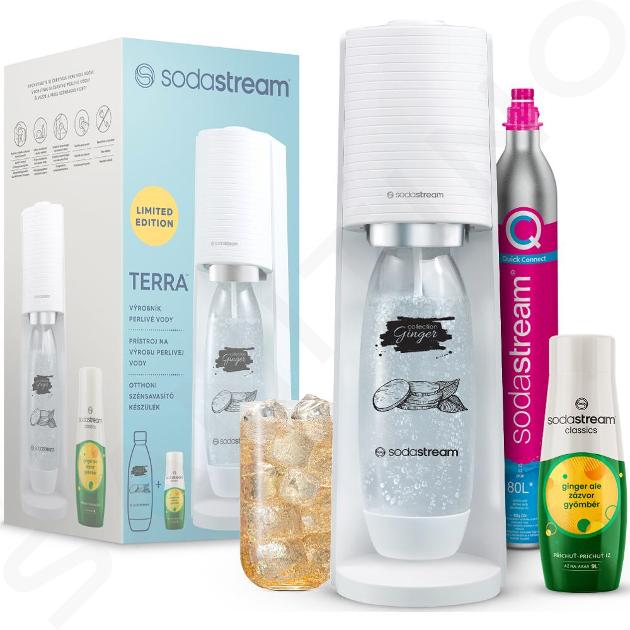 SodaStream Zubereitung von Getränken - Terra White Sodamaker mit Zubehör, Ginger Ale Geschmack, weiß 42007330