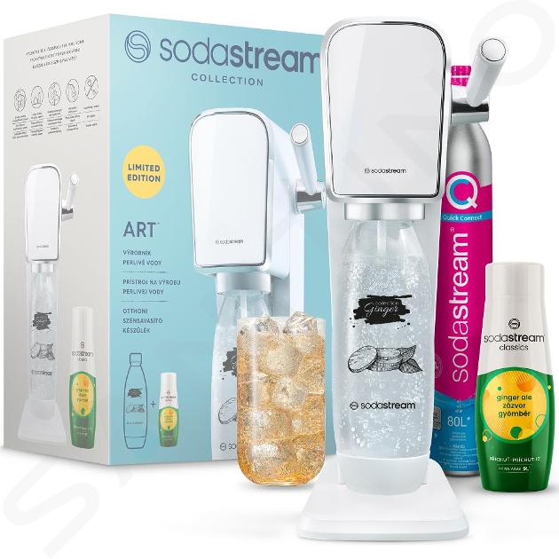 SodaStream Příprava nápojů - Výrobník sody Art White s příslušenstvím, příchuť Ginger Ale, bílá 42007331