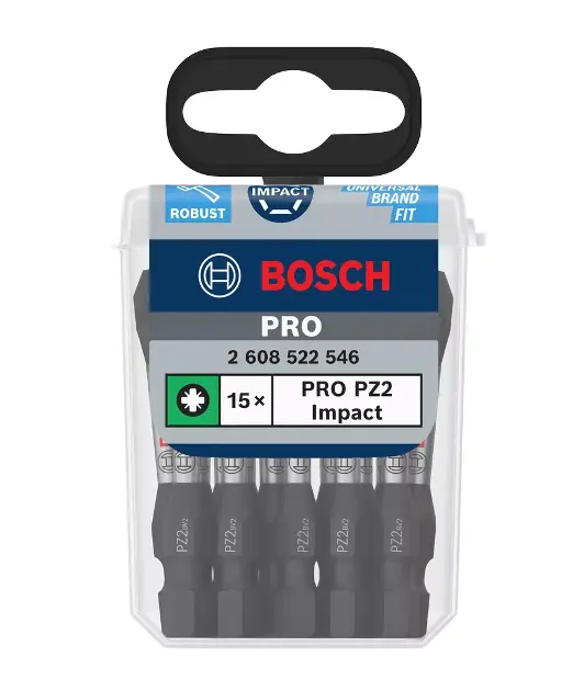 Levně Bosch Příslušenství - Sada bitů PZ2, délka 55 mm, 15 ks 2608522546